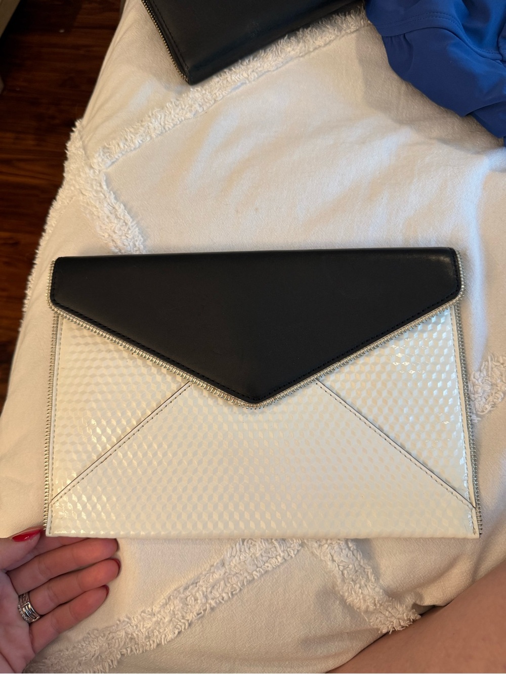 Rebecca Minkoff Black and White Envelope Clutch
